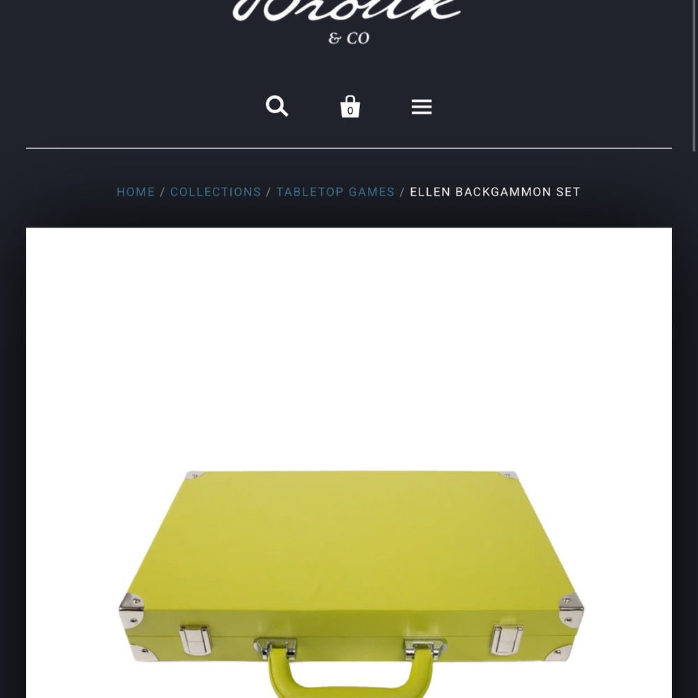 Ellen Backgammon Set Lime Vegan Leather Case Game By Brouk & Co 15x10.5” NEW - Picture 4 of 8